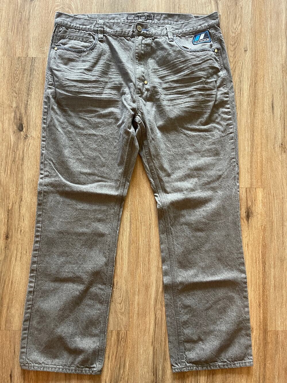COOGI Y2K Hip Hop Gray Jeans with Patches Size 44x35